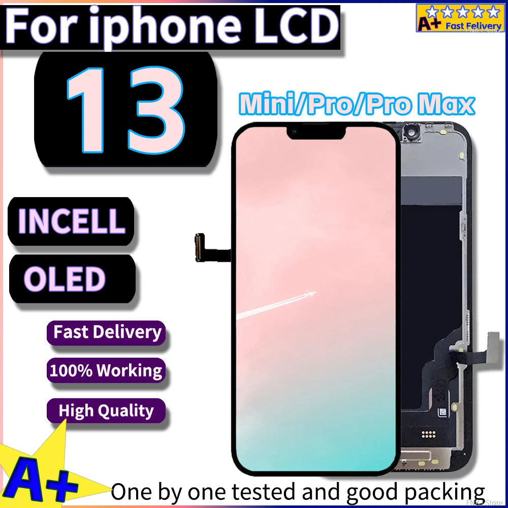 A+++ Display For iPhone 13 Pro Max 13 Mini Screen Replacement Incell 3D Touch Digitizer Assembly OLED For 13 Pro Max LCD Tested