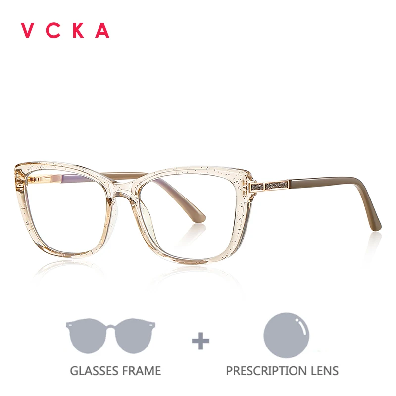 

Элегантные женские очки VCKA с защитой от синего света, индивидуальные повседневные очки с диоптриями, меняющие цвет, для коррекции близорукости