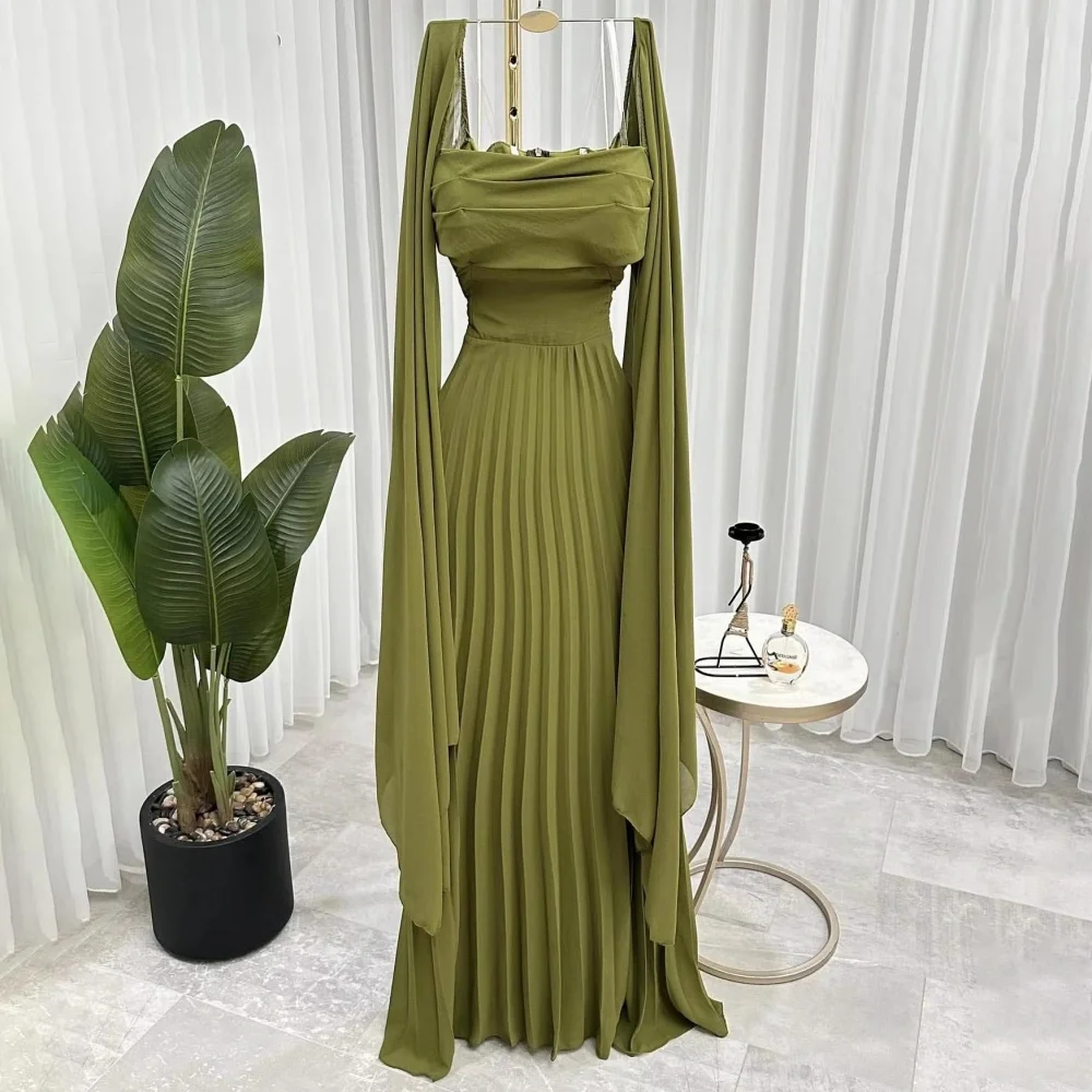 

Customized Exquisite Ruched Women Prom Dress Charming Ruffles Zipper Sleeveless Party Dress Boat Neck Women Evening Gown