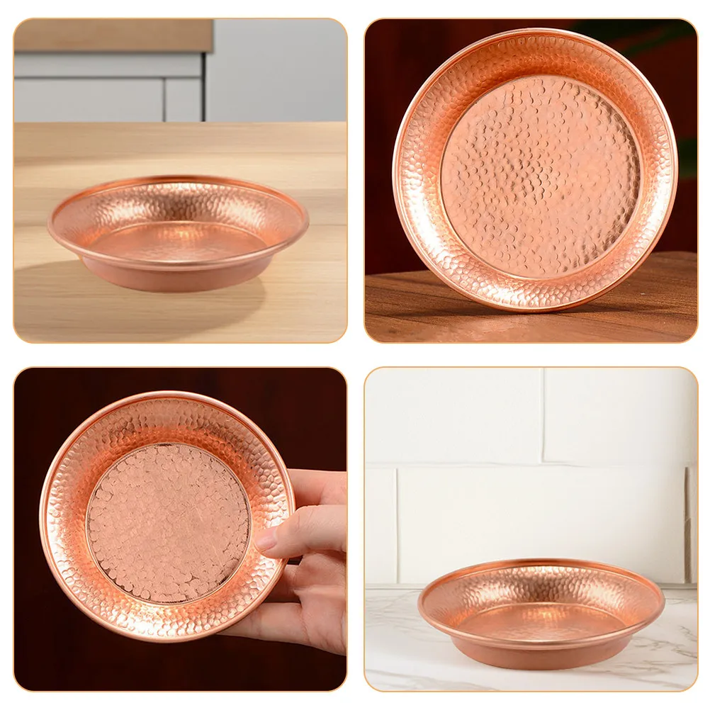 2Pcs Authentic Tibetan Copper Mandala Plate Hand Carved Buddhist Offering Bowl Water Offering Bowl for Yoga Meditation Space