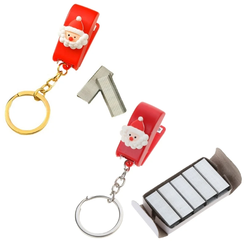 Mini Keychain Stapler and Staple Set 750 No.10 Staples Included for Binding File Paper Document Christmas Party Favor