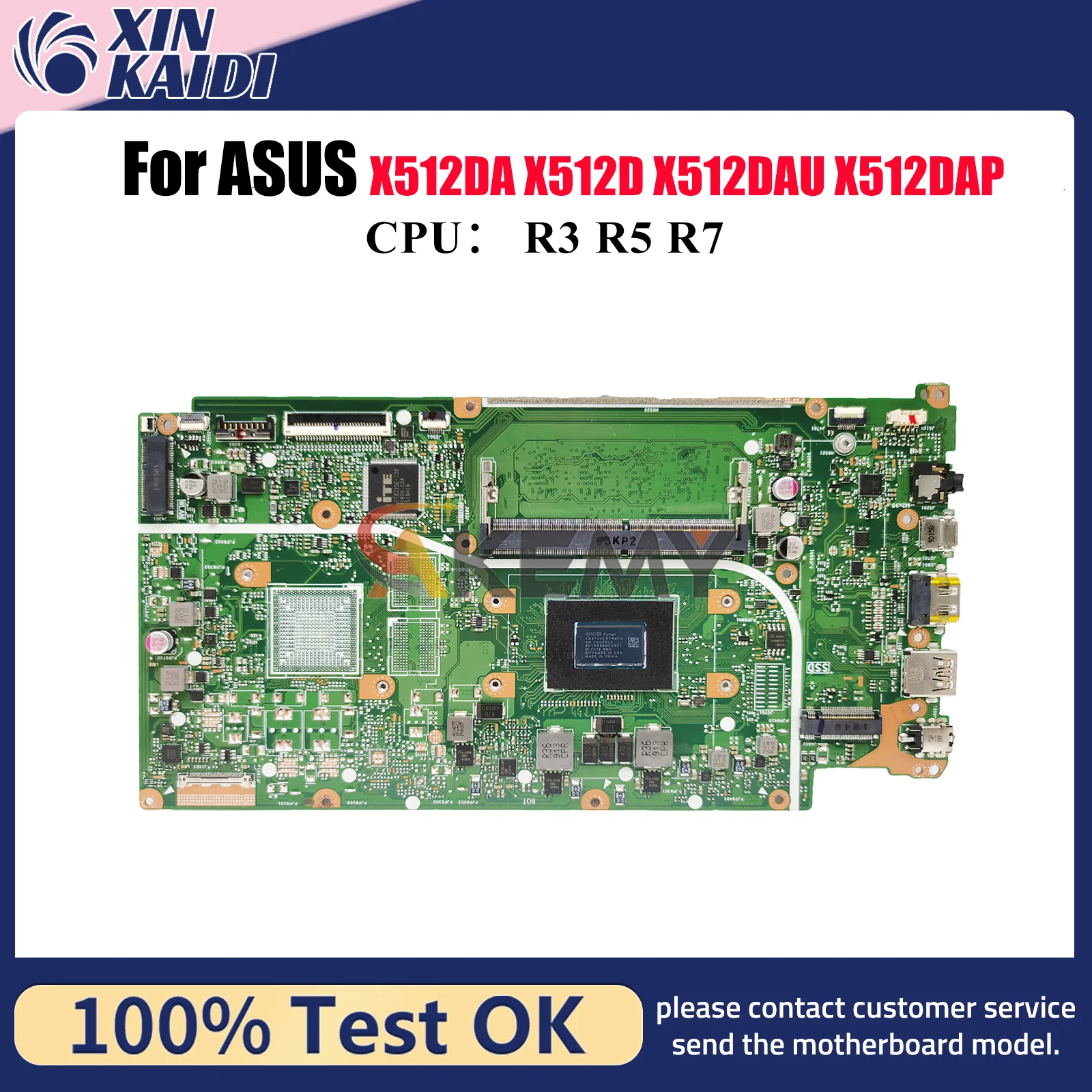 

X512DA Laptop Motherboard For ASUS VivoBook X512DK X512DAU X512DAP X512D V5000d X512DA M512D M5050D F512D Mainboard R3 R5 R7 CPU