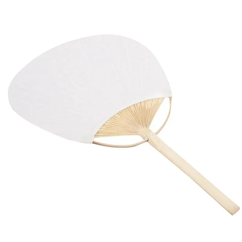 LICE-10Pcs مقبض من الخيزران الأبيض النقي لوحة الخط الفارغة مروحة مجموعة فارغة مروحة بيضاء