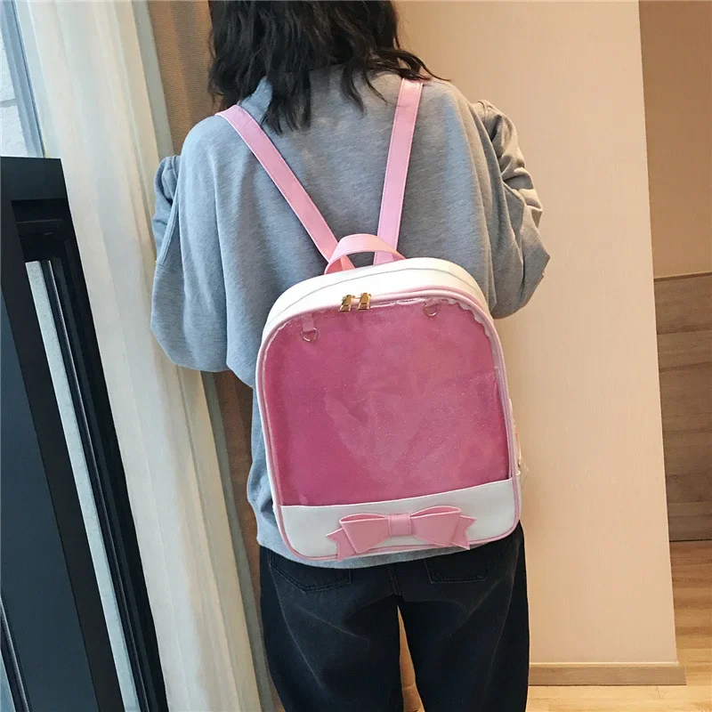 New Trendy Ita Backpack Women Candy Color Transparent School Bags Teenage Girls Japanese Sweet Uniform Bolso Mujer Preppy Style