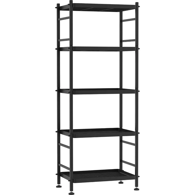 5-Wire Shelving Metal Storage Rack Shelves, Standing Storage Shelf Units for Laundry Bathroom Kitchen Pantry Closet(Black)