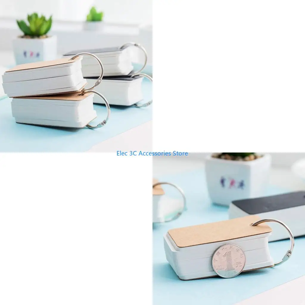 Y51A Simple DIY Index Cardboard Cover Blank Paper Card Memo Pad Binder Rings