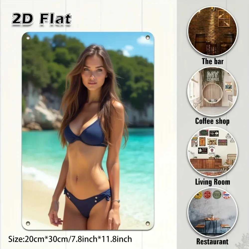2D-Bikini-Mädchen-Wandkunst, Gothic-Halloween-lustiges Poster, Heimdekoration