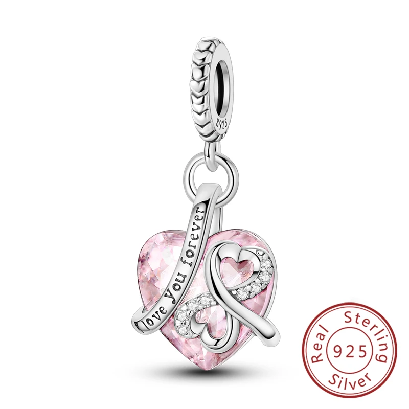 Original 925 Sterling Silber Herz Liebe Charms Perlen Anhänger Fit Original Armband Halskette DIY Charms Frauen Mann Schmuck Geschenk