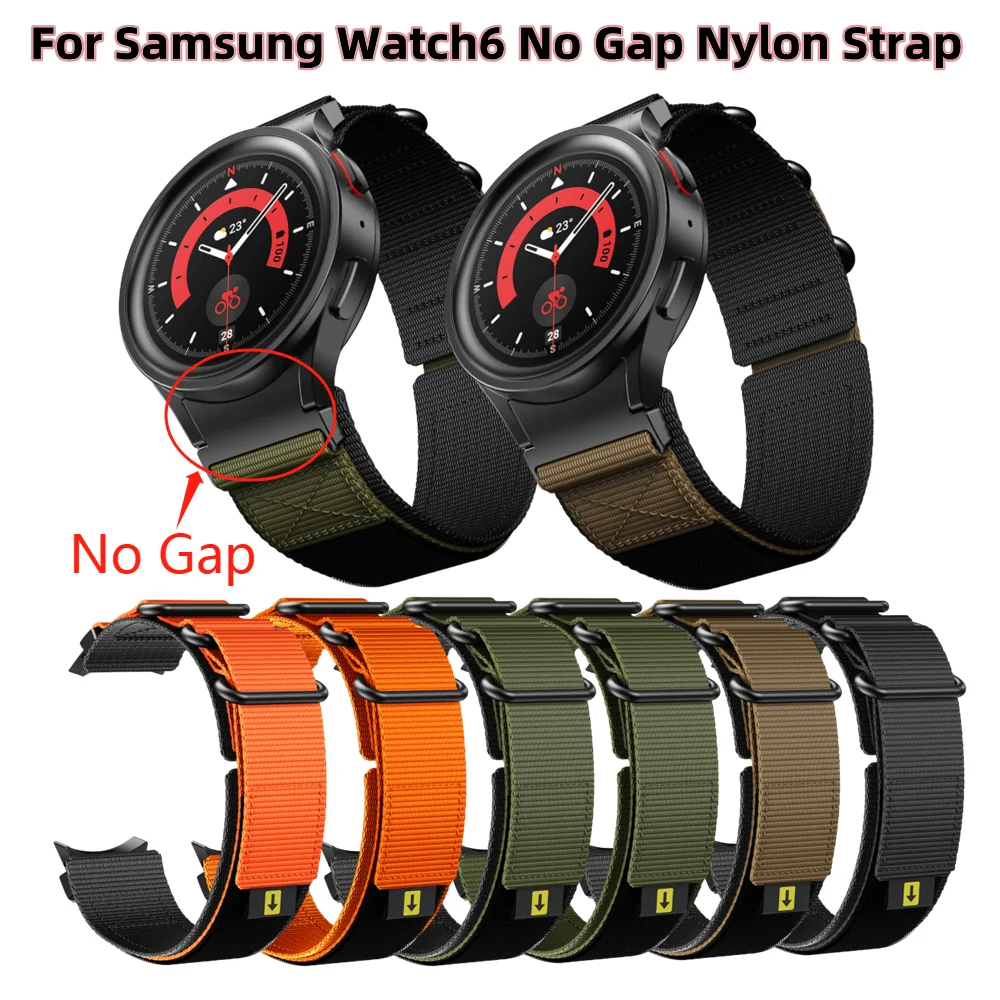 

No Gaps Nylon Loop Strap For Samsung Galaxy Watch5 40 44mm Sport Belt Watch6 Classic 43 47mm Band Bracelet 5Pro Wristband