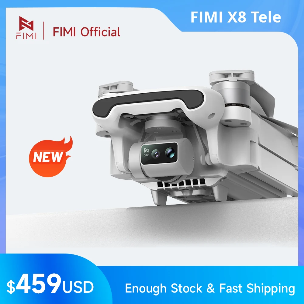 FIMI X8 Tele drone with Wide-Angle and tele Camera 30x Hybrid Zoom 4K 60fps 10KM range 3-axis Gimbal GPS AI Super Night Video