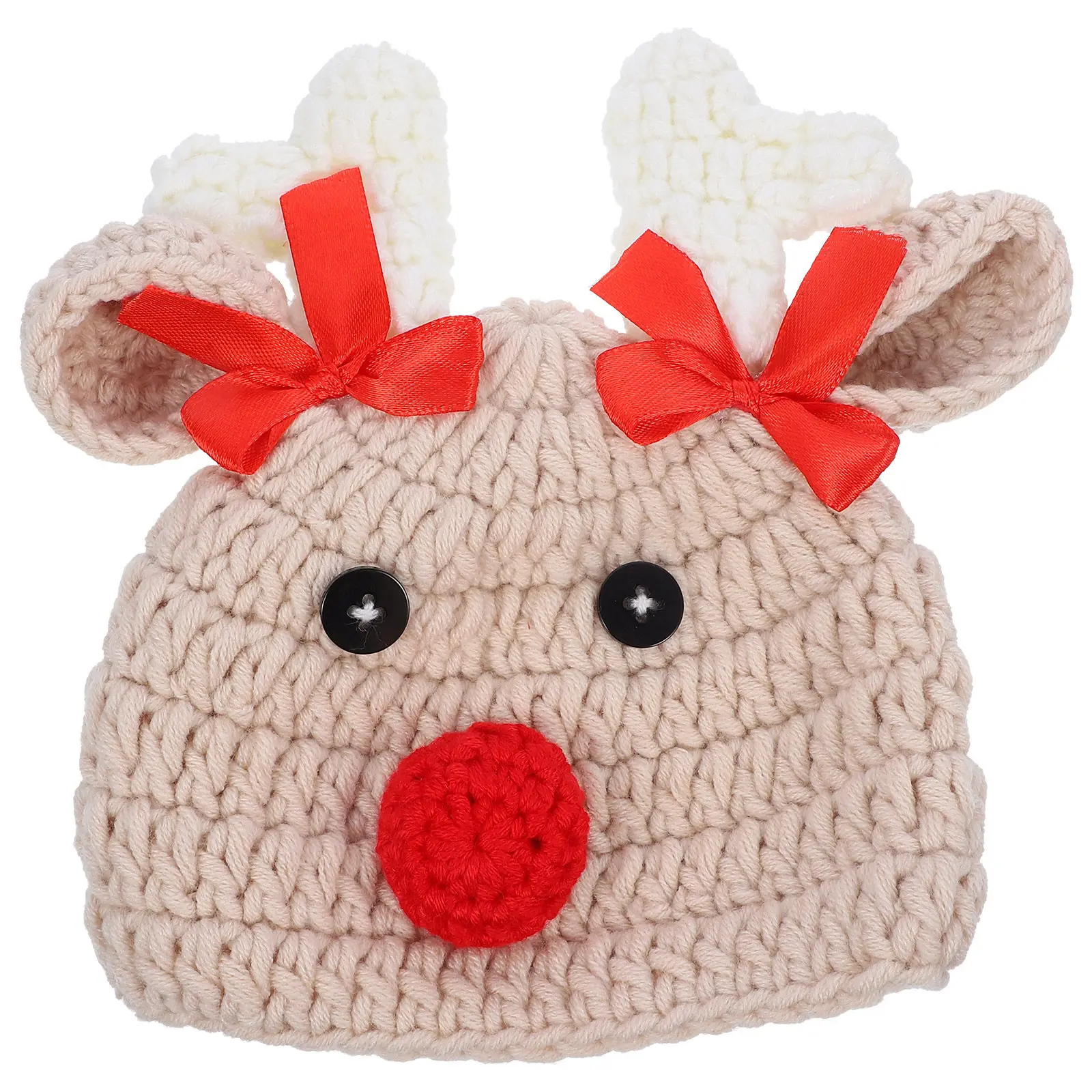 

Knitted Cap with Antlers Warm Comfortable Thick Soft Skin-Friendly Winter Hat for Newborns Toddlers Autumn Winter Wear
