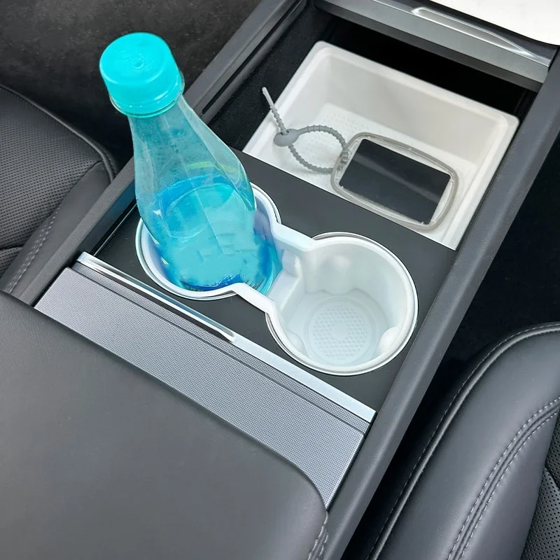 Water Cup Holder TPE for Tesla Model 3 Highland Center Console Storage Box Central Control Console Cup Holder Storage Organizer