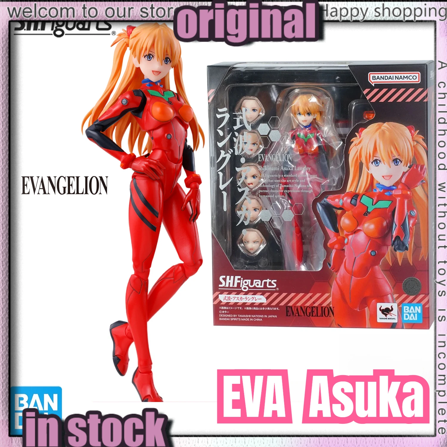 

In Stock Bandai SHF S.H.Figurats Asuka Shikinami Langley Anime Figure Action Figure Langley New Movie Ver. Model Toy Gift