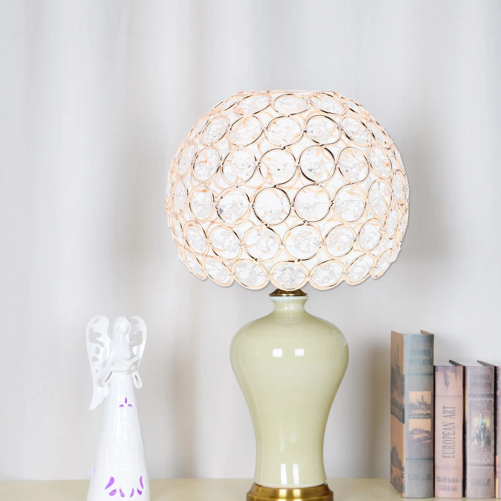 

Crystal Lamp Shade European Style Dust Proof For Ceiling Wall Floor Lamp Decorative Light Cover Home Warm Lighting