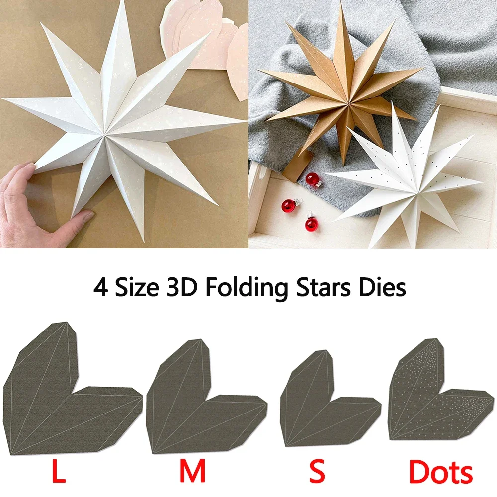 4 Größen 3D-Faltsterne, kreative Metall-Stanzformen für DIY Scrapbooking, Papier, Fotoalbum, Kartenpapier, Prägung, Basteln, Neu