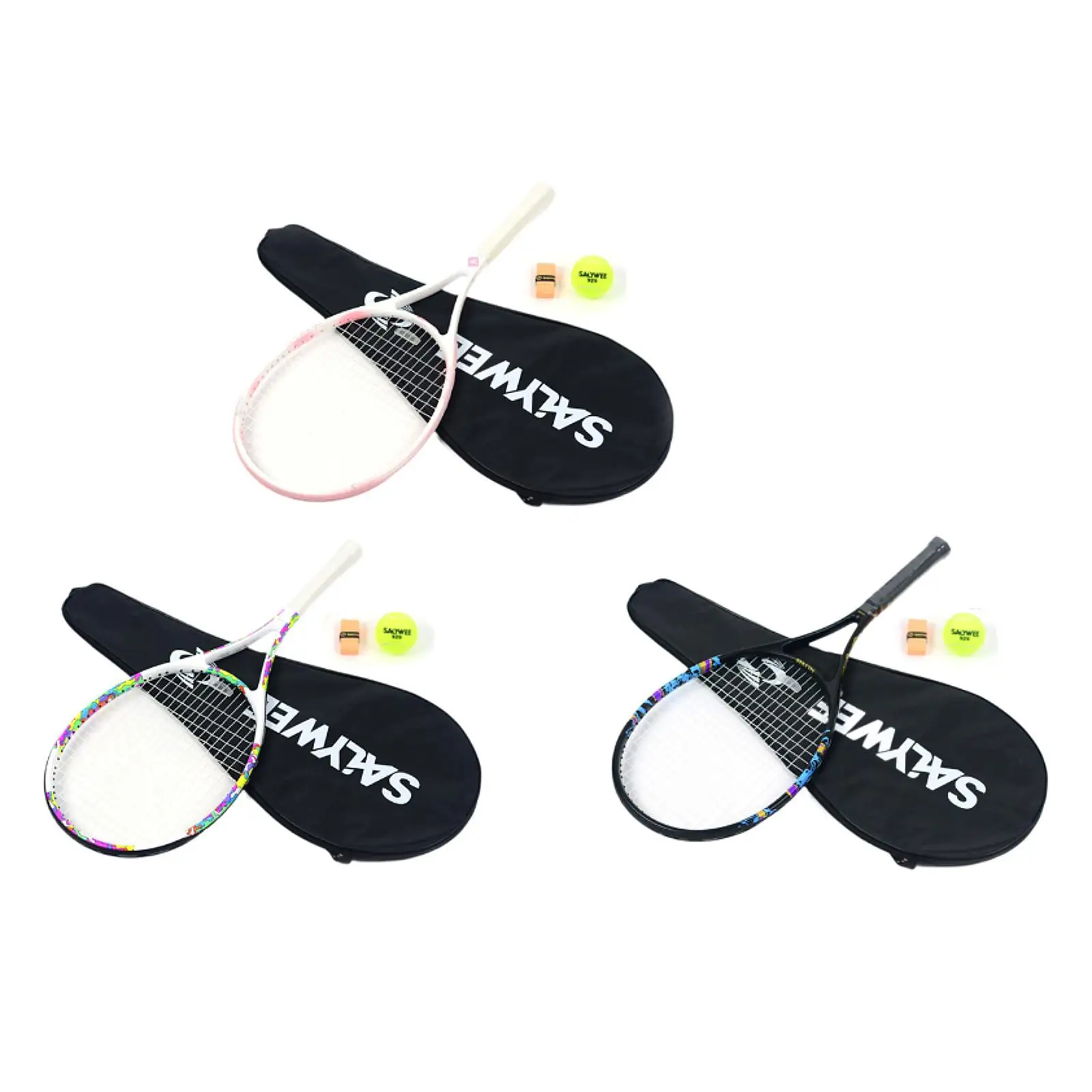 

Tennis Racket Adult Lightweight Ergonomic Handle Racquet Complete Practice Equipment Kit for Summer Exercise Gym Match