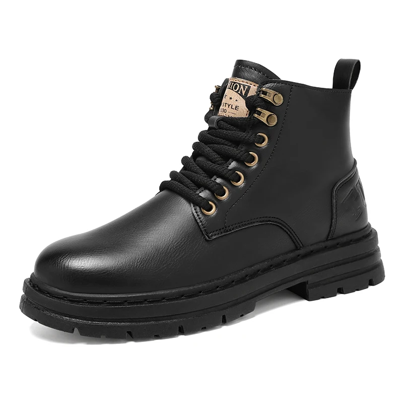 

MEN'S BOOTS with Retro Style Leather Boots, Thick Soles, Wear-resistant MEN'S High Top Casual Shoes, Side Zippers
