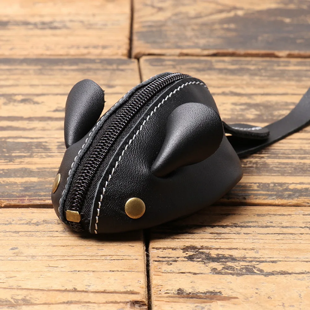 ABQR винтажный мини-кошелек для монет, маленький кошелек для мужчин и женщин, милая сумка для хранения мыши, карман на молнии, красный