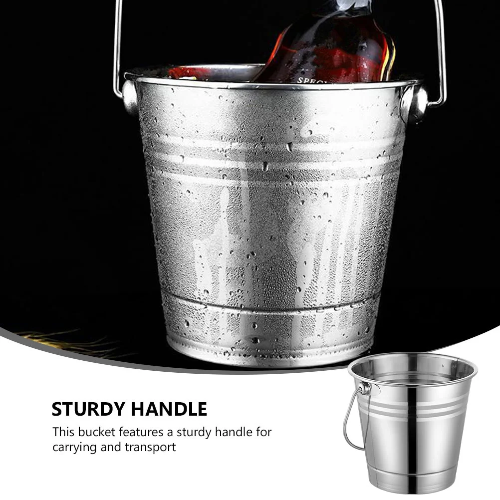 Portable Ice Bucket Reusable Large Multifunction Bar Container Stainless Steel KTV Accessory