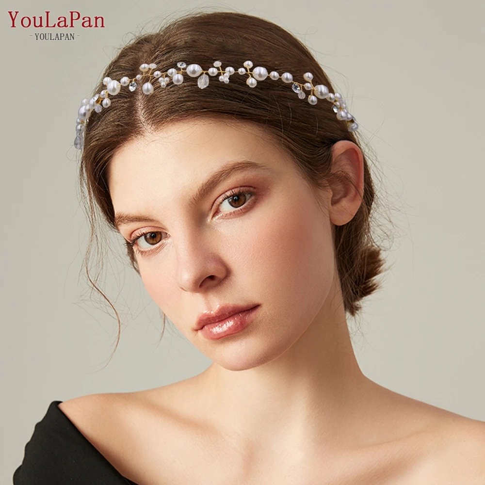 YouLasaupoudrer-Patchs de cheveux perlés minimalistes pour filles, bande de sauna pour patients, accessoires de bijoux de mariée en biscuits, perles de vigne, jardins élégants, 03