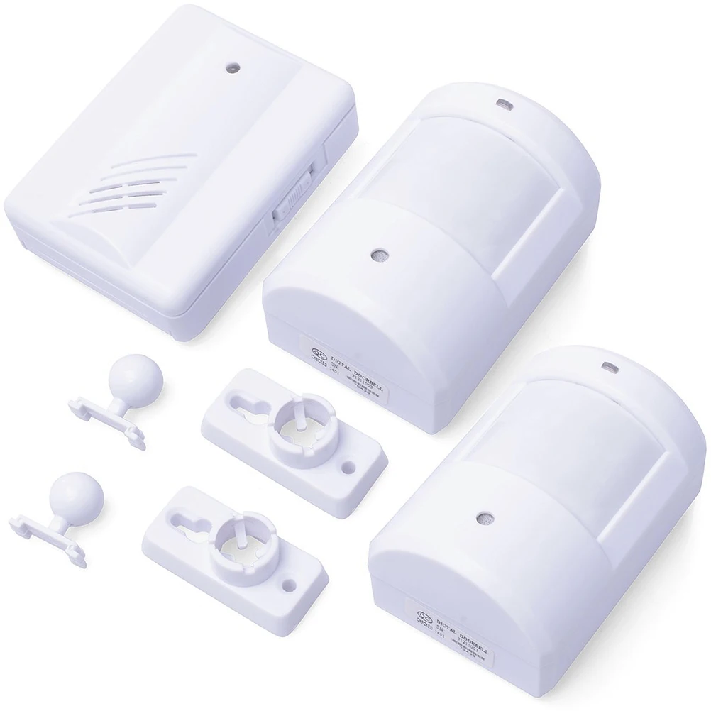 

2 Pcs Wireless Infrared Doorbell Motion Sensor Alarm Welcome Guest Chime Home Security Protection System