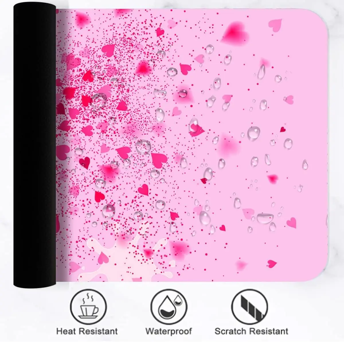 Game Mouse Pad 31.5x11.8 Inch Cartoon Dream Romantic Love Pistol Pattern Mouse Pad with Stitched Edge Non Slip for Office Work