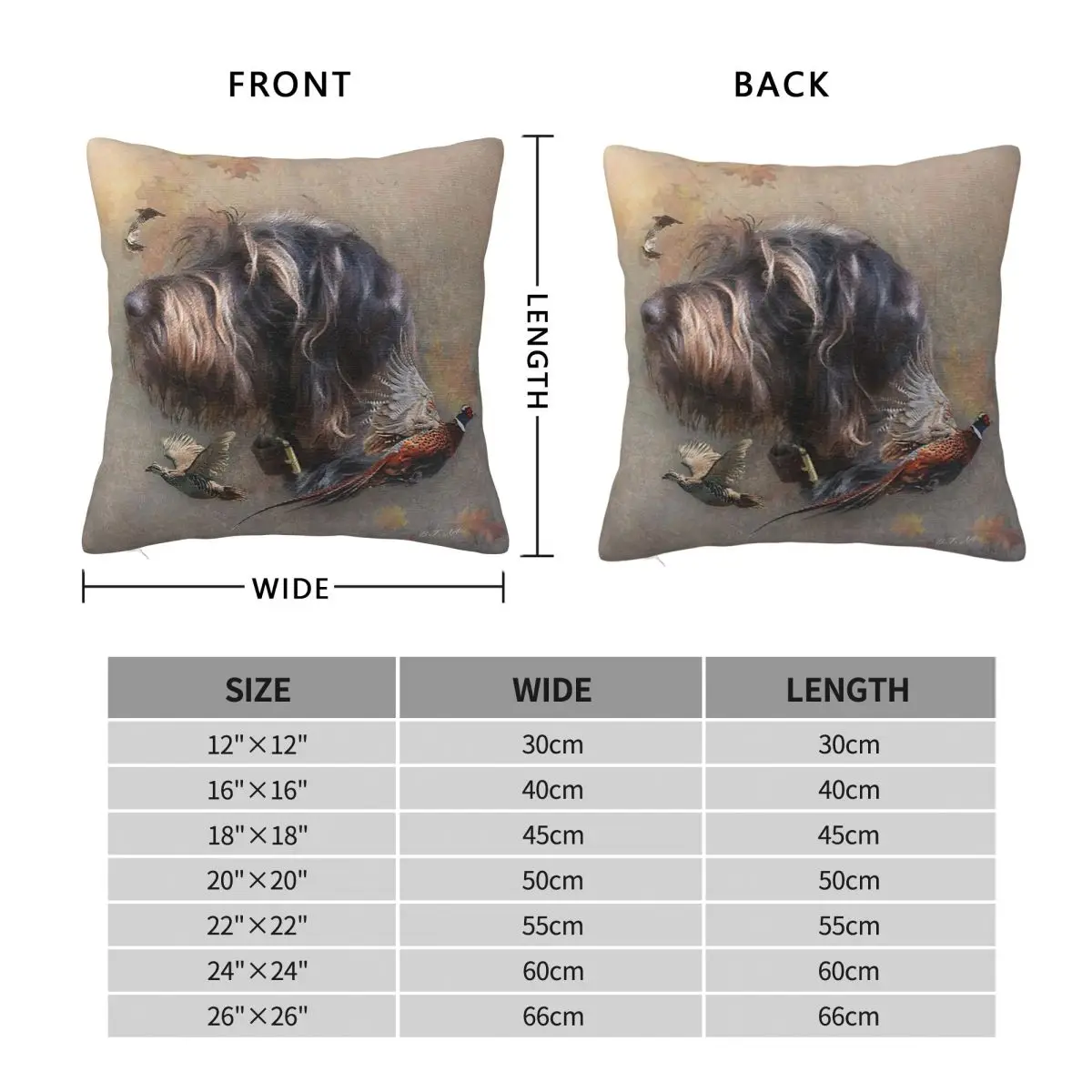 German Wirehaired Pointer Hunting Dog Square Pillowcase Polyester Linen Velvet Creative Pillow Case Sofa Seater Cushion Cover