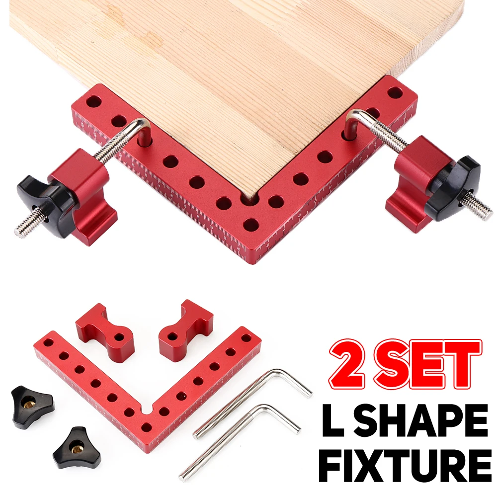 90 Degrees L-Shaped Aluminum Square Right Angle Clamping Auxiliary Fixture Positioning Panel Fixing Clips Woodworking Tools