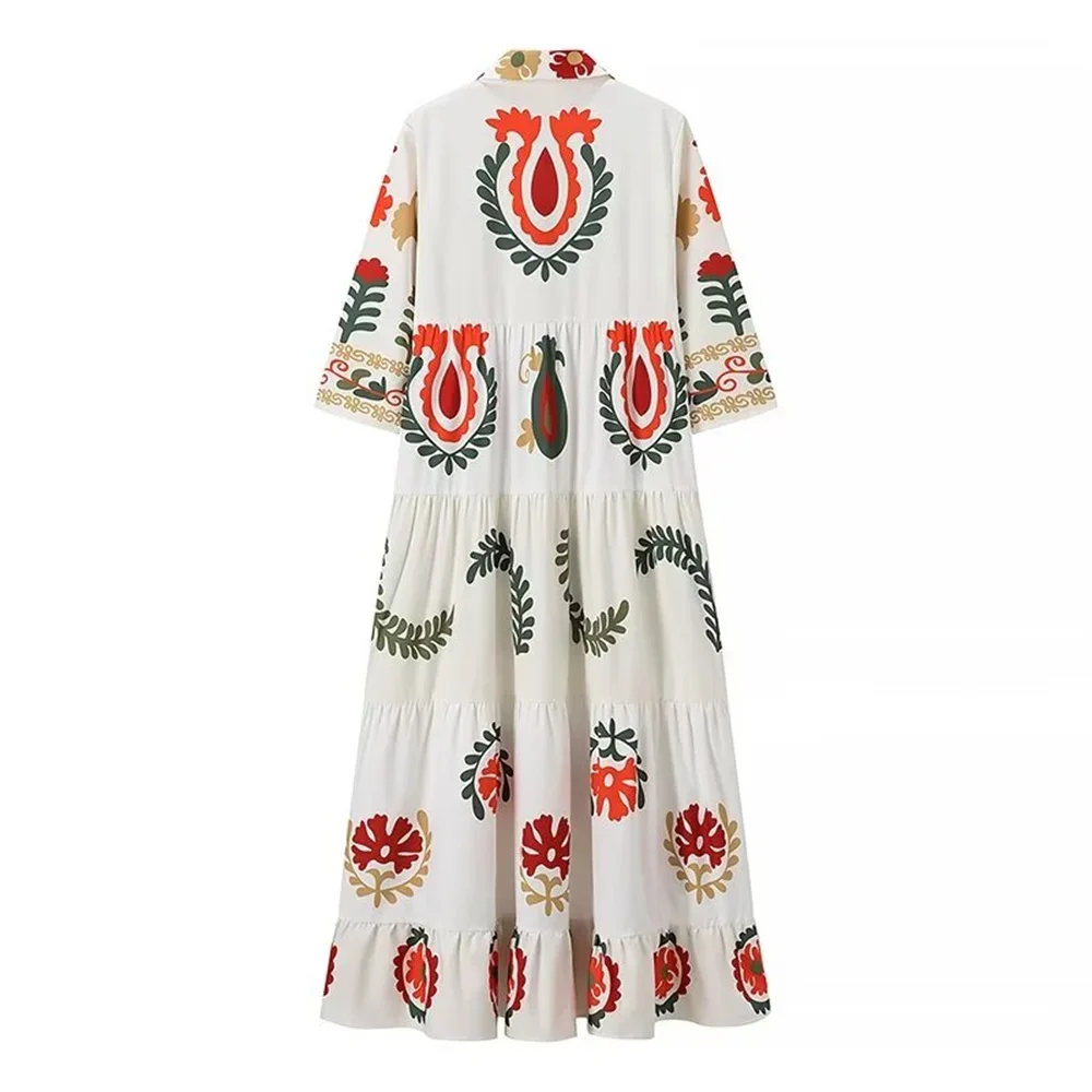 LIBIELIY 2025 Summer New Women's European And American Style Fashion Niche Positioning Printed Long Dress