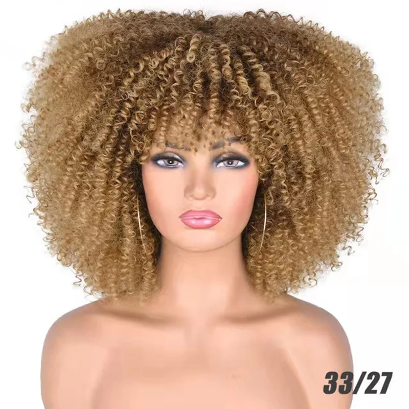 Simulated short curly hair European and American synthetic wig head cover African women's small roll wig