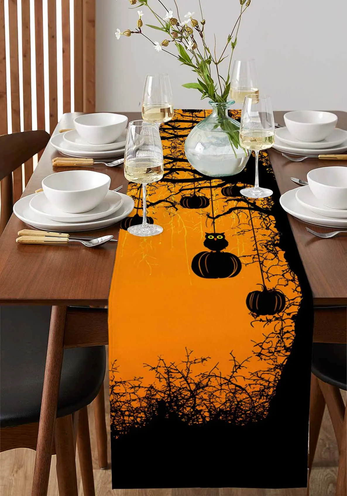 

Оранжевая тема Сова Тыква Дерево Украшения для дома Декор журнального столика Скатерть Стол Кухня Декоративная дорожка для стола