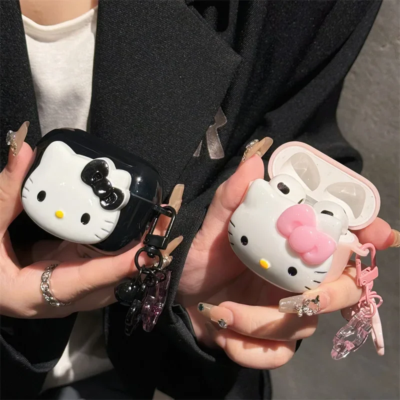 Hello Kitty na etui Airpods, urocze cukierkowe etui ochronne na słuchawki TPU z brelokiem na słuchawki Airpods Pro 2, etui dziewczęce, damskie Funda