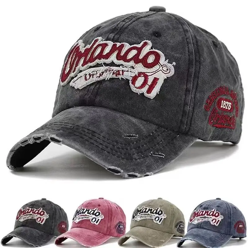 

New Hip Hop Letter Baseball Hat For Men Women Punk Holes Peaked Cap Retro Fashion Unisex Sun Visors Cotton Snapback Bonnet Caps