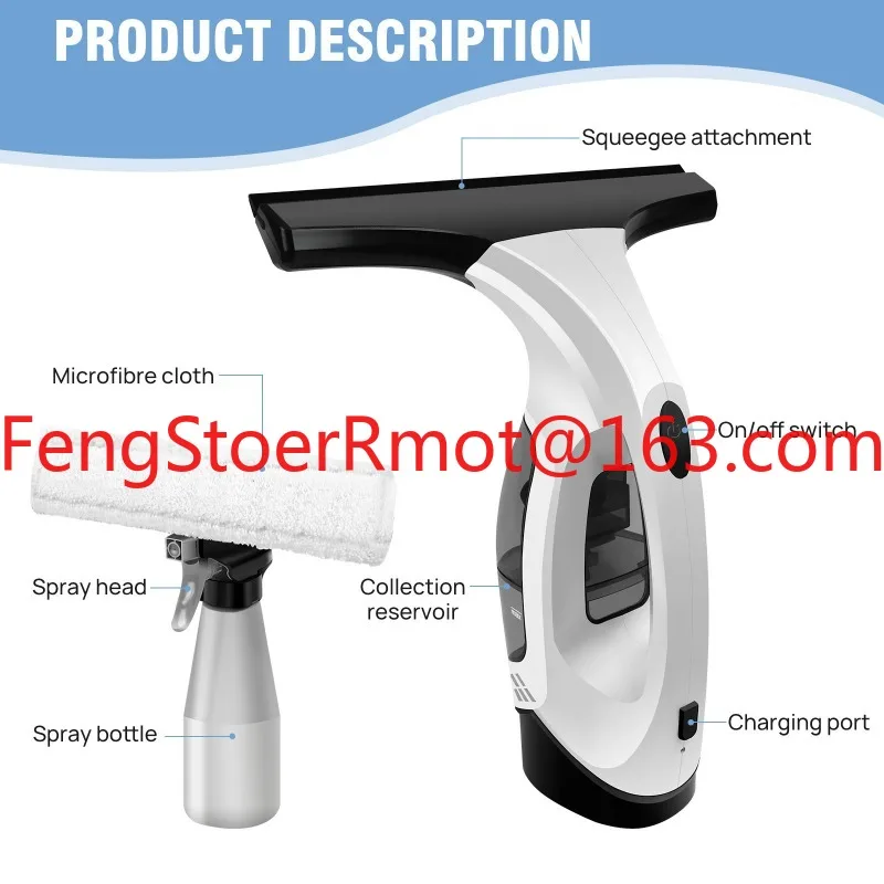 New small electric glass cleaner, handheld window cleaner, strong water absorption, high-efficiency portable device