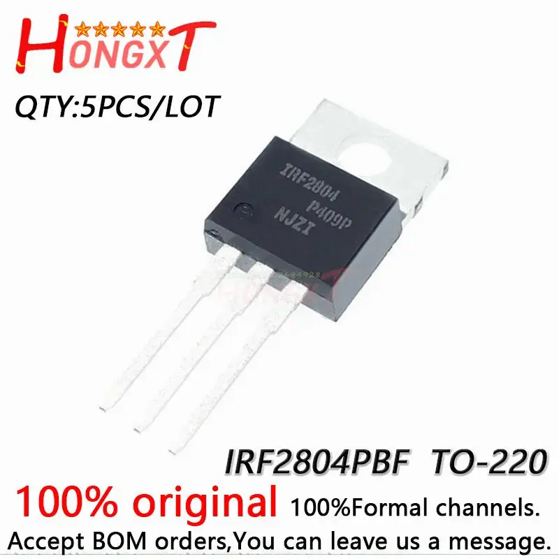 5PCS 100% NEW Original IRF2804PBF in-line TO-220 IRF2804 N-channel power MOSFET.