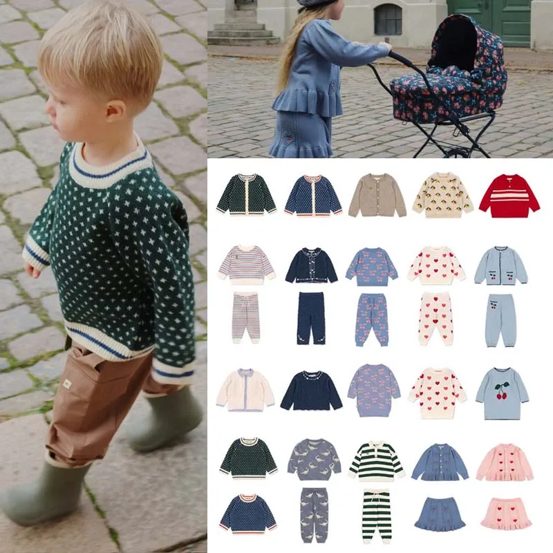 

In Stock 2025 Autumn Winter KS Girls Knitted Cardigan Girls Skirt Boys Polo Shirts Kids Dresses for Girls Boy Pants and Sweaters