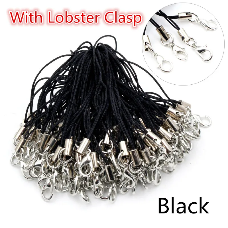100 stücke Lanyard Lariat Strap Cords Hummer Verschluss Seil Schlüsselanhänger Haken Mobile Set Charms Schlüsselbund Tasche Zubehör Schlüssel Ring