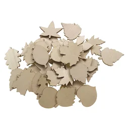 50pcs 30mm Unfinished Wooden Leaves Craft Blank Leaf Shape Cutout Ornament for Thanksgiving Fall Party DIY Decor