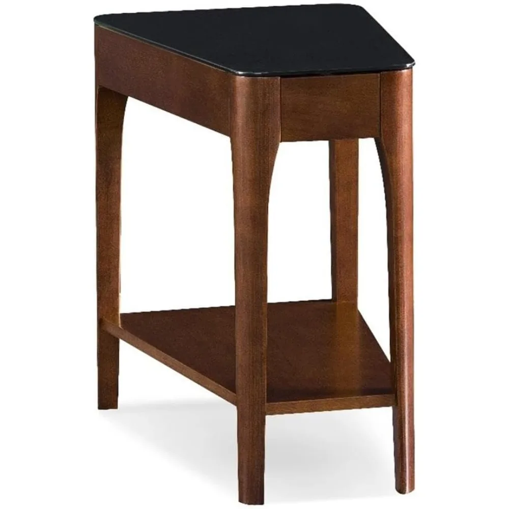 

Leick Furniture Obsidian Glass Top Wood End Table in Chestnut Oak