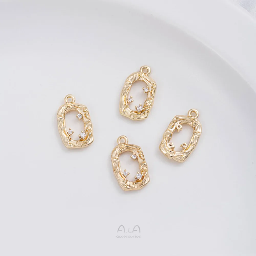 1 قطعة دلايات النحاس 14K الذهب اللون الزركونيوم مجموعة مستطيل إطار دائري قلادة بيثون حلقة قلادة أقراط قلادة مجوهرات ذاتية الصنع #6