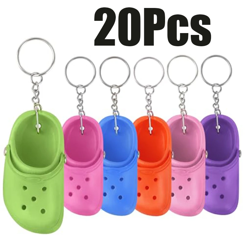 20Pcs Mini Clogs Key Holder Portable Hole Keychain Car Key Decorations Holiday Gift for Friends