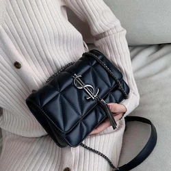 Bolso de mano de marca de lujo para mujer, bolso cuadrado con borla Simple, bolsos de diseñador de cuero Pu para niña, bolsos de mensajero de hombro con bloqueo