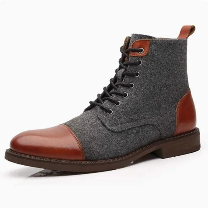 

Fashion Men Outdoors High Top Sneakers Mixed Color Thick Sole Knight Boots New Autumn Winter Casual Leather Boots Men Ankle Boot