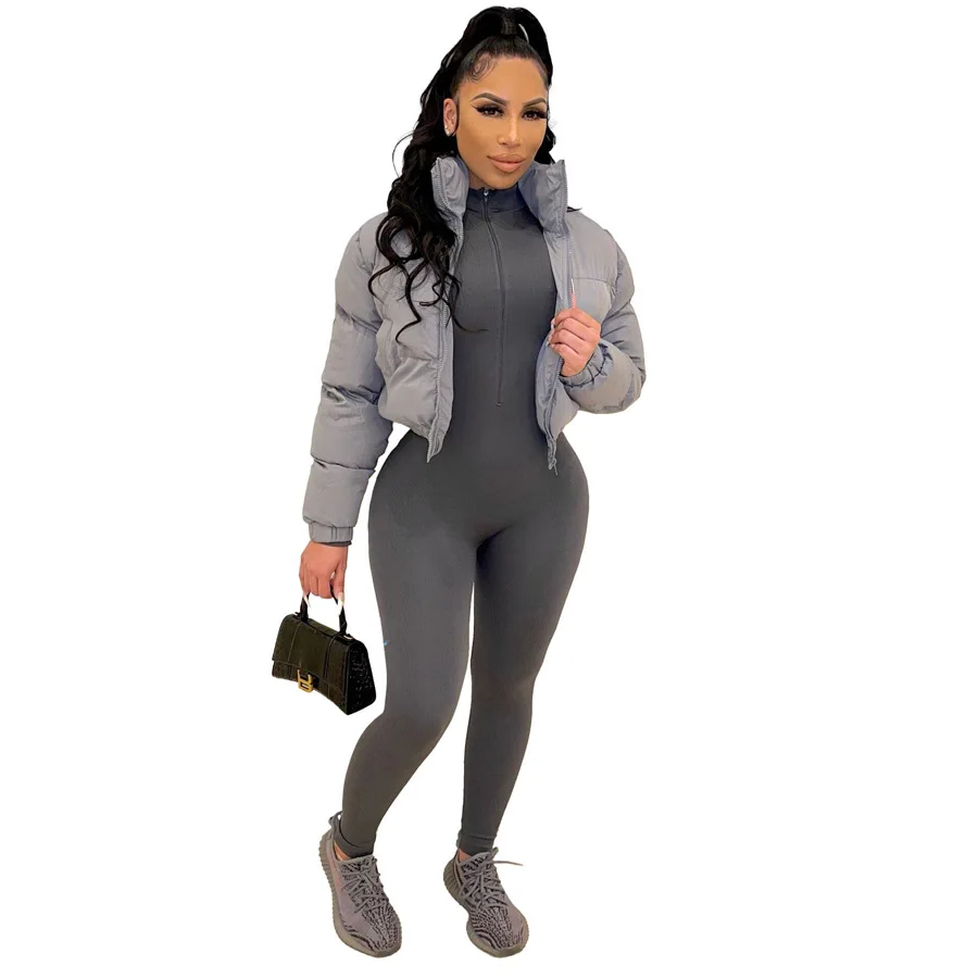 Short Parkas Women Coats Stand Collar Zipper Jackets Full Sleeve Autumn Winter Y2k Streetwear Elegant Work Casual Thick Warm