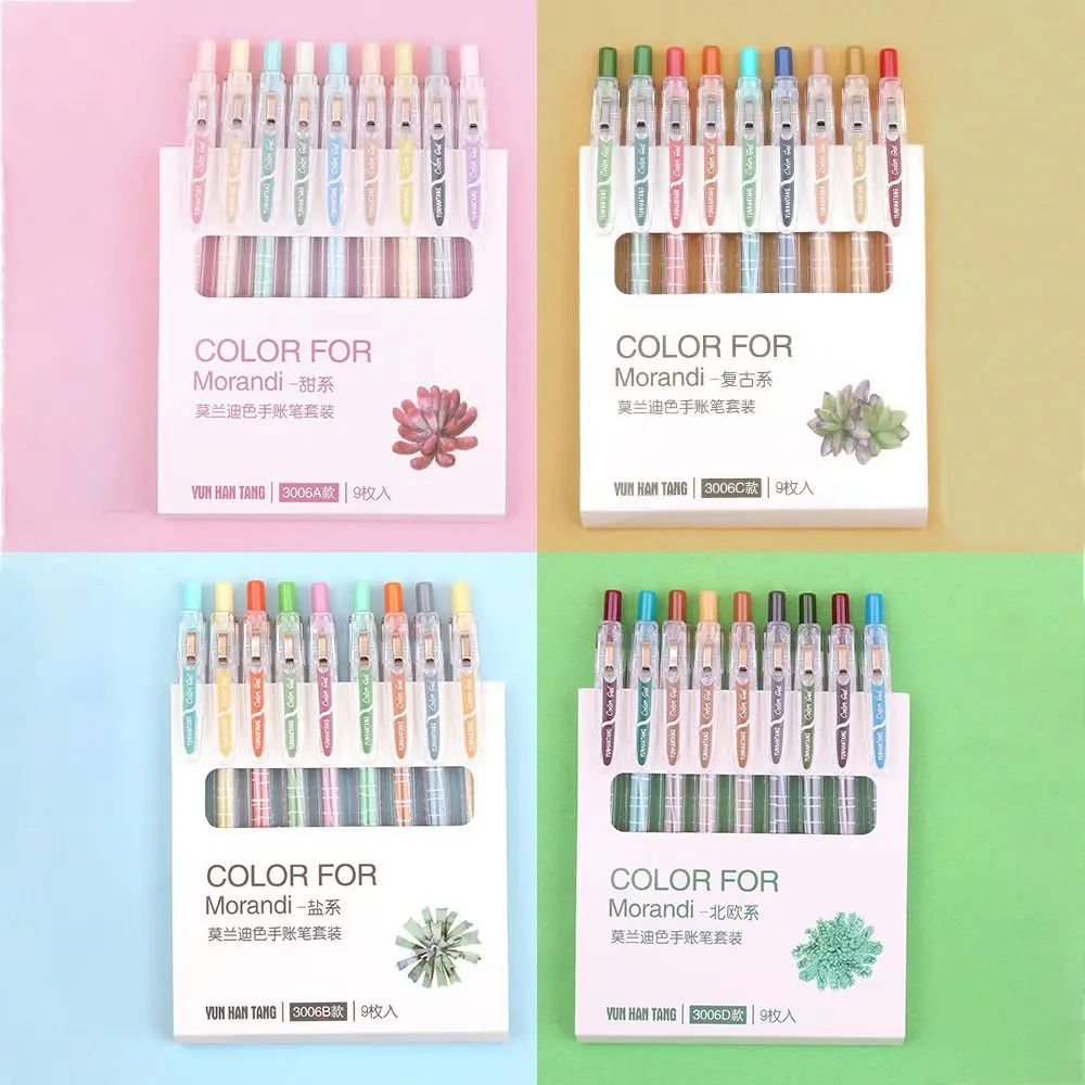 Kawaii Morandi Gray Pens Set Multi Color High Capacity Gel Ink Pens Handbook School Office Stationery