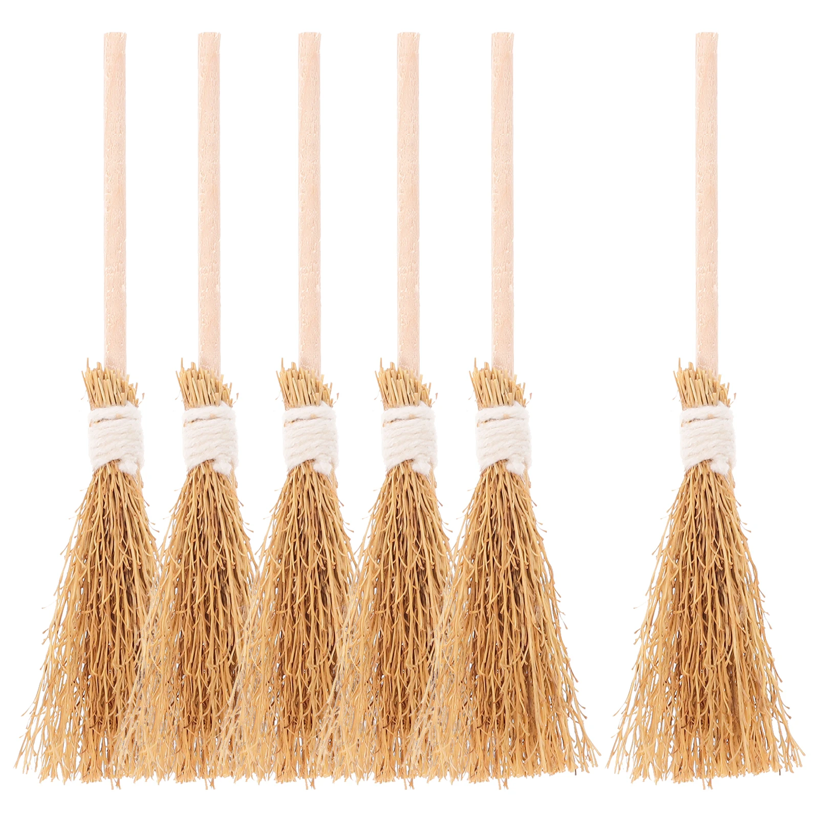 

6 Pcs Broom 10cm Miscanthus Halloween Decor Props Small House Accessories Craft Simulation Broom Models