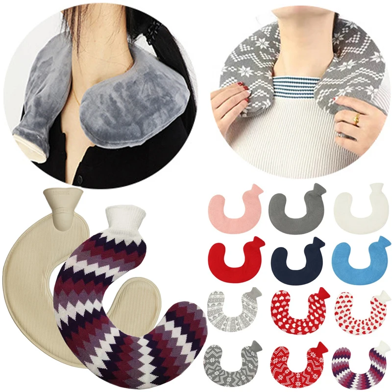 21 Farben dicke Wärmflasche und Stoffbezug-Set, 1 l, Winter-warmer Wärmbeutel, Hals- und Schulterwärmer, Hand-Wärmflasche