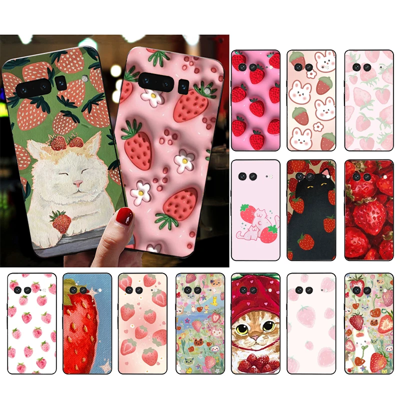 Strawberry Cat Phone Case For Google Pixel 8 7 Pro 7a 6A 6 Pro Pixel 8A 4A 3A 4 XL Pixel 5 6 4 3 3A XL