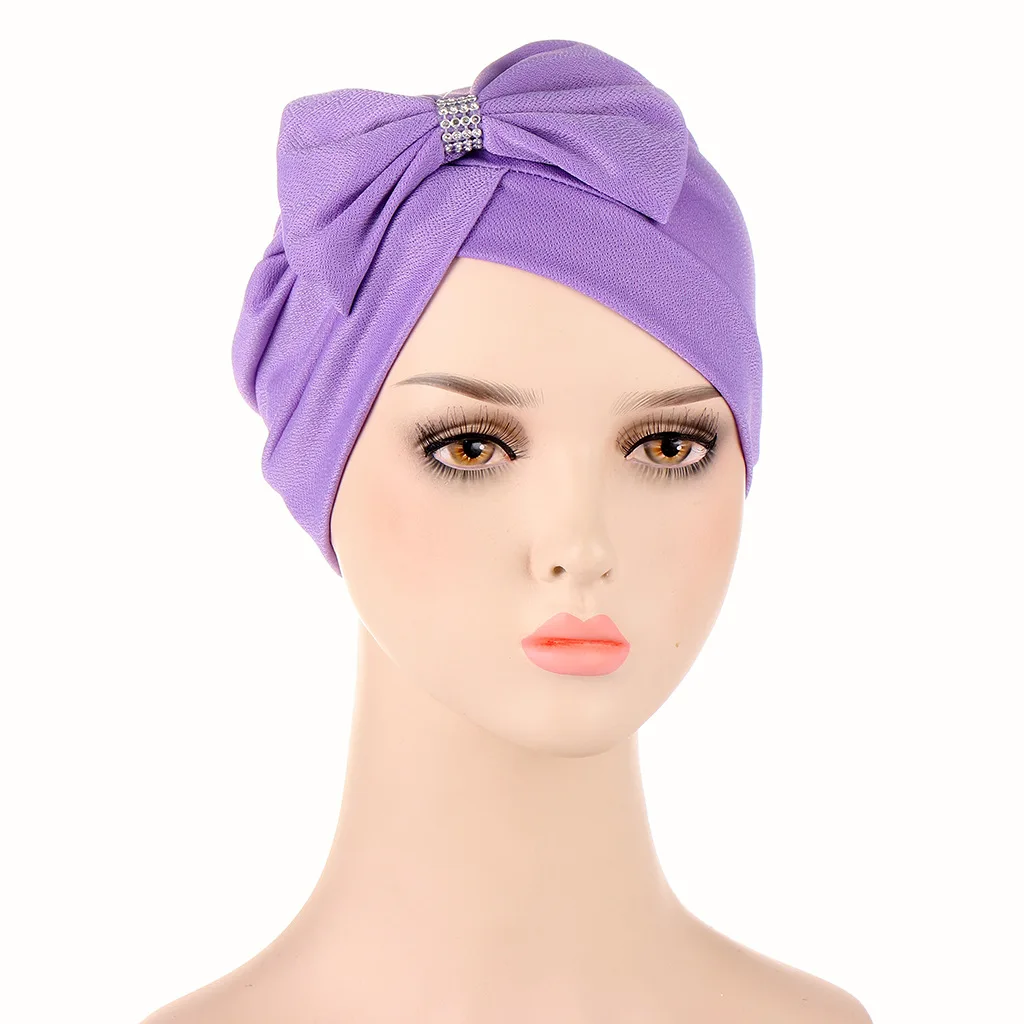 Cross Forehead Inner Hijab Turban Women Muslim Pleated Chemo Cap Bowknot Islamic Headscarf Hair Loss Bonnet Hat Turbante Mujer