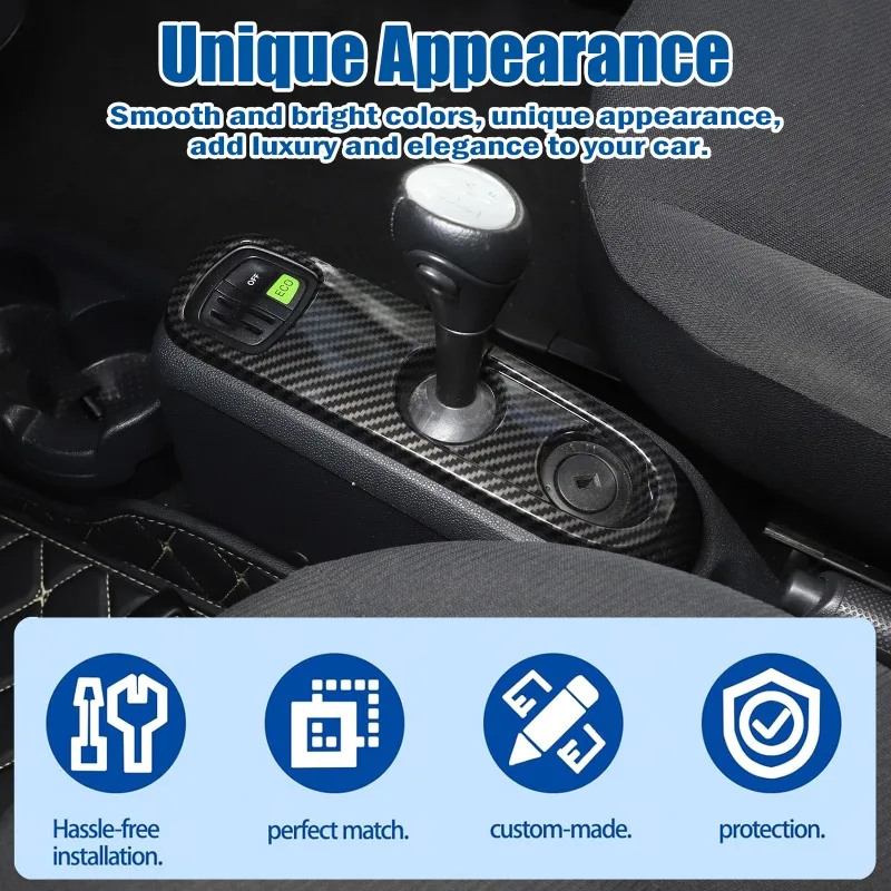 ABS Carbon Fiber Texture Car Center Console Gear Shift Panel Cover Trim Stickers For Mercedes Smart 451 Fortwo 2009-2015 view 5